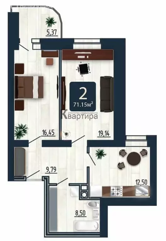 2-комнатная квартира: Смоленск, улица Попова, 30 (64.2 м) - Фото 0