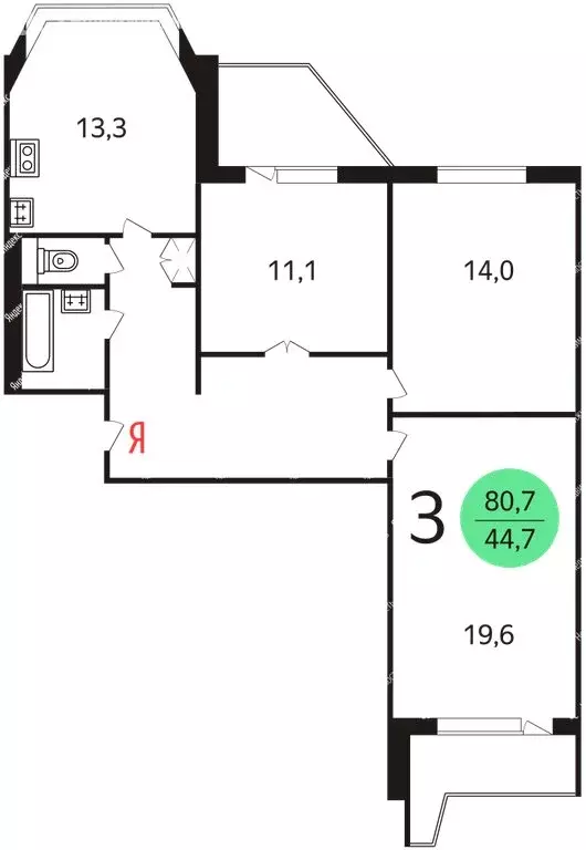 3-комнатная квартира: Королёв, улица Горького, 12Б (76 м) - Фото 1