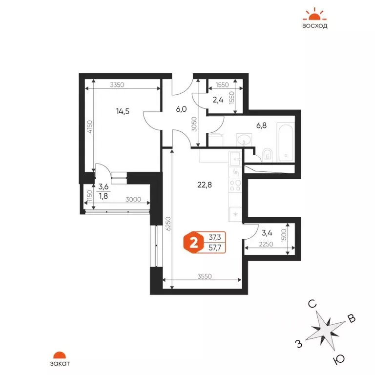 2-к кв. Московская область, Балашиха Гагарина мкр, ул. Проектная, 4 ... - Фото 1