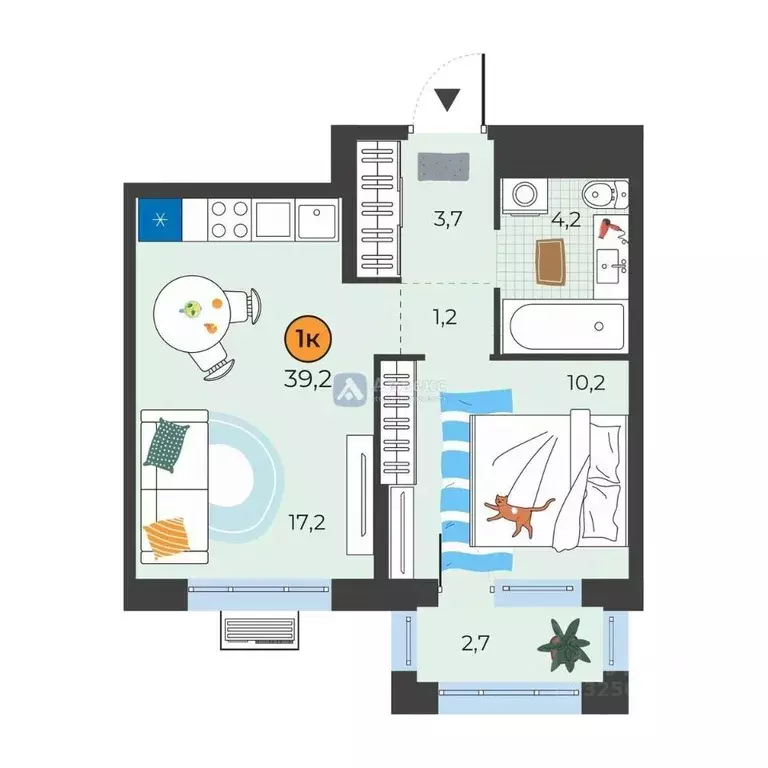 1-к кв. Тюменская область, Тюмень ул. Надежды Шалагиной, 4 (37.3 м) - Фото 1