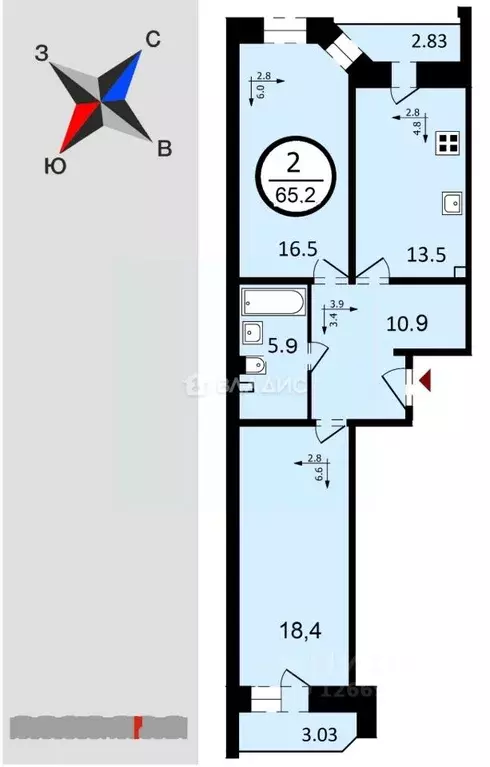 2-к кв. Владимирская область, Владимир ул. Горького, 133А (65.2 м) - Фото 2