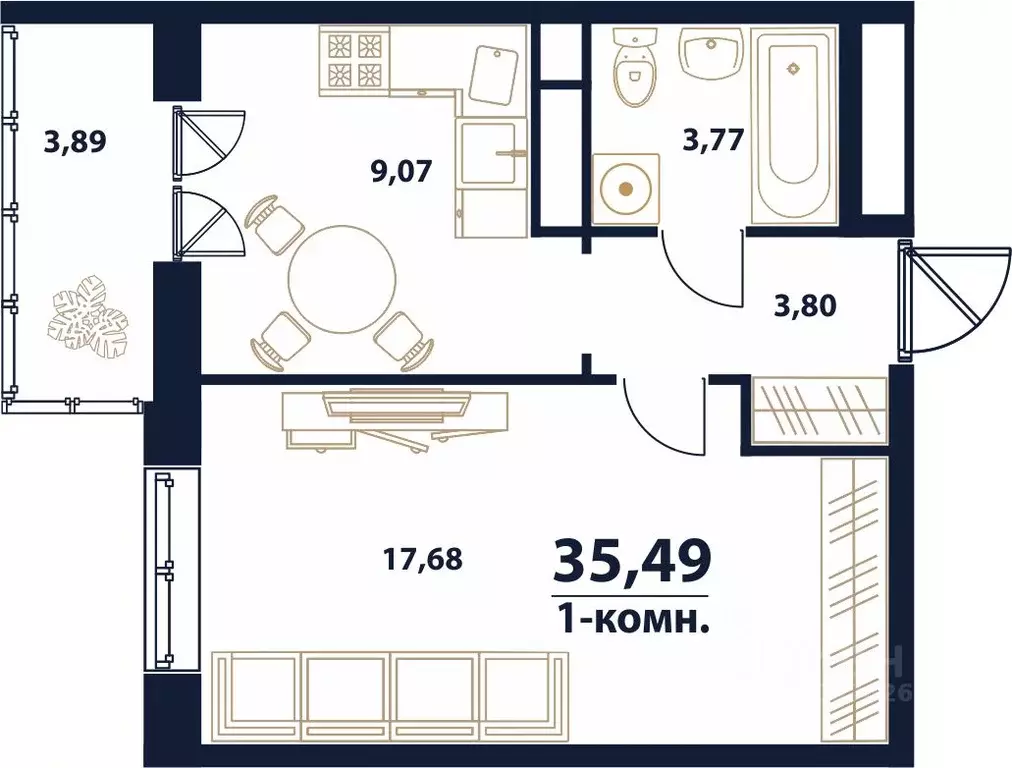 1-к кв. Ульяновская область, Ульяновск Новый Город мкр, 17-й кв-л, ... - Фото 0