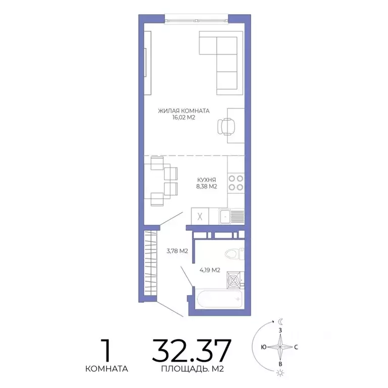 1-к кв. Пензенская область, Пенза Лугометрия жилой комплекс (32.37 м) - Фото 1