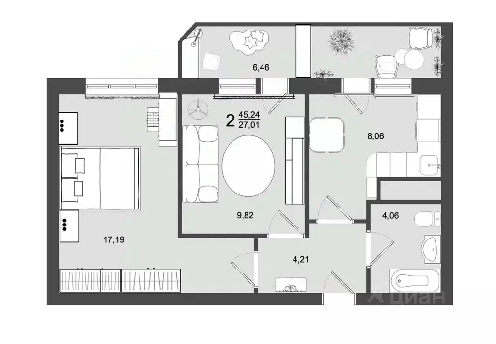 2-к кв. Московская область, Клин Майданово мкр,  (45.24 м) - Фото 0