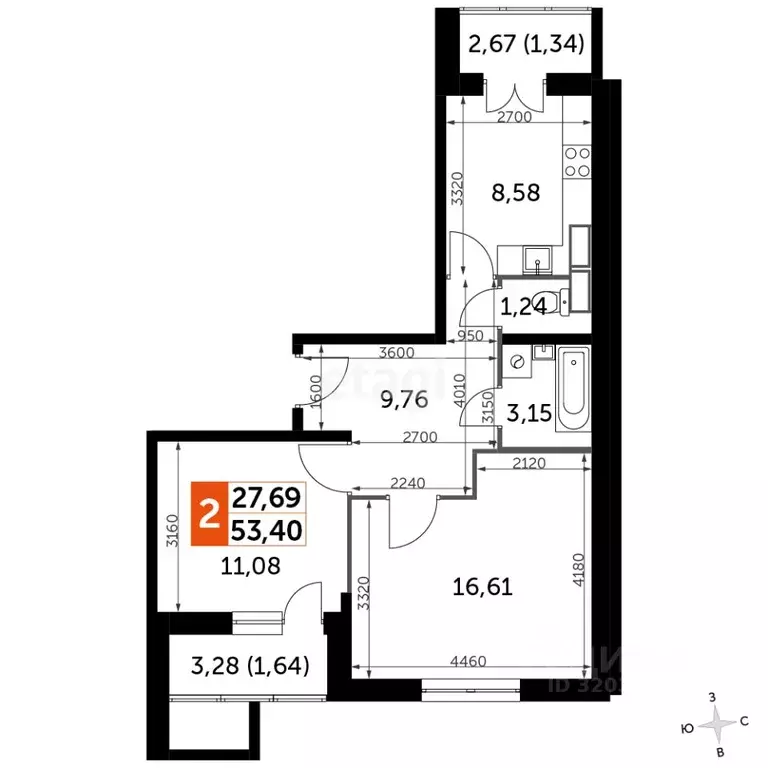 2-к кв. Калужская область, Калуга бул. Солнечный, 18 (53.4 м) - Фото 1