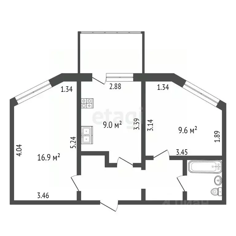2-к кв. Саха (Якутия), Нерюнгри ул. Карла Маркса, 1 (46.8 м) - Фото 1
