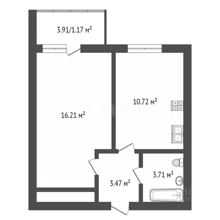 1-к кв. Воронежская область, Борисоглебск Аэродромная ул., 18Г (34.11 ... - Фото 2