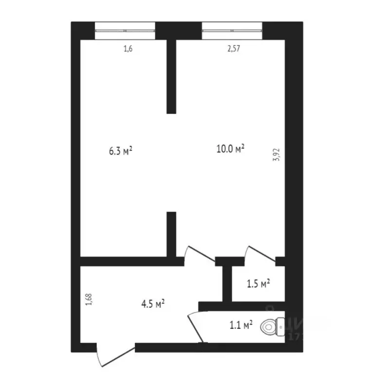 Студия Тюменская область, Тюмень проезд Геологоразведчиков, 6 (22.5 м) - Фото 0