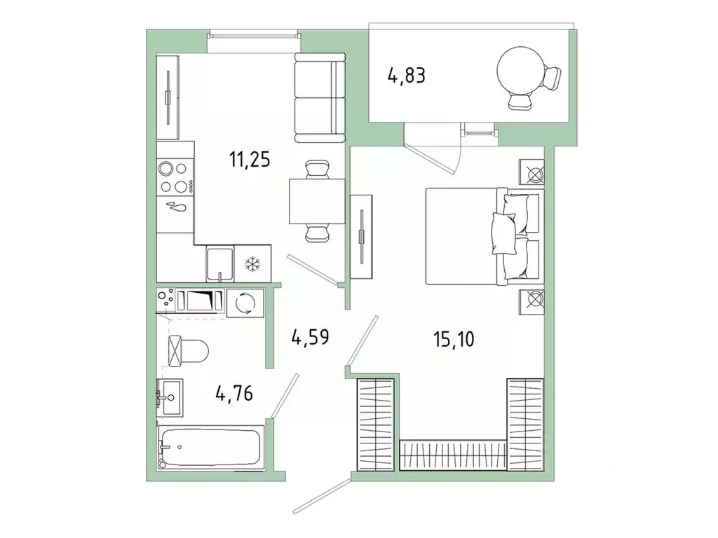 1-к кв. Ленинградская область, Гатчина Въезд мкр,  (38.11 м) - Фото 1