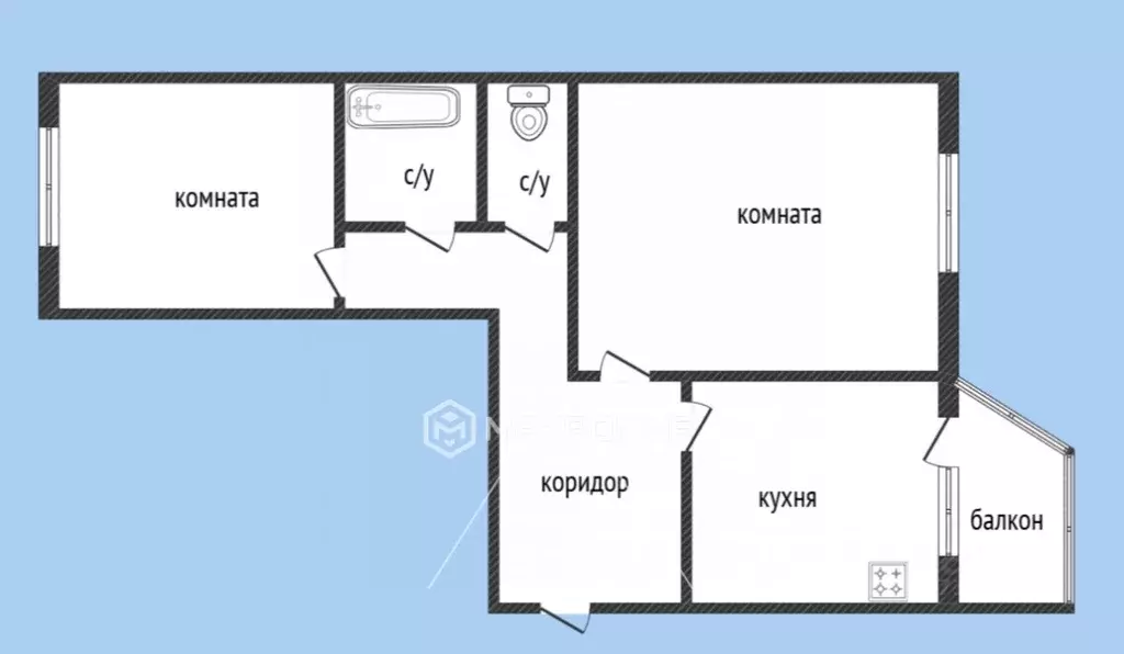 2-к кв. Ханты-Мансийский АО, Сургут Ленинградская ул., 15 (53.2 м) - Фото 1
