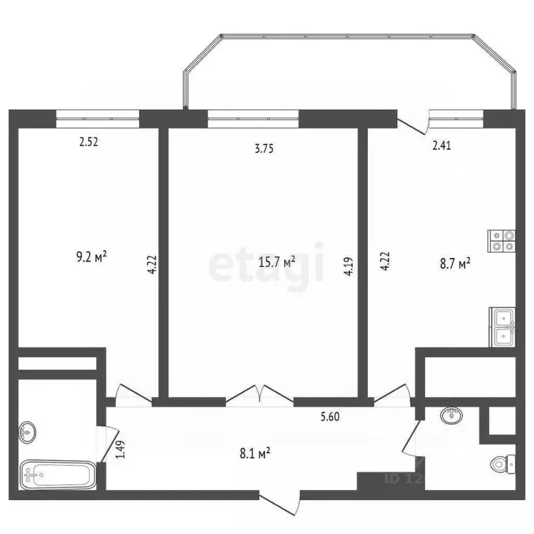 2-к кв. Москва проезд Русанова, 31 (61.0 м) - Фото 2