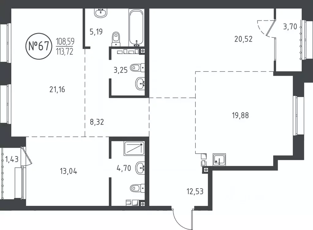 3-к кв. Иркутская область, Иркутск ул. Эдуара Дьяконова, 10 (112.78 м) - Фото 0