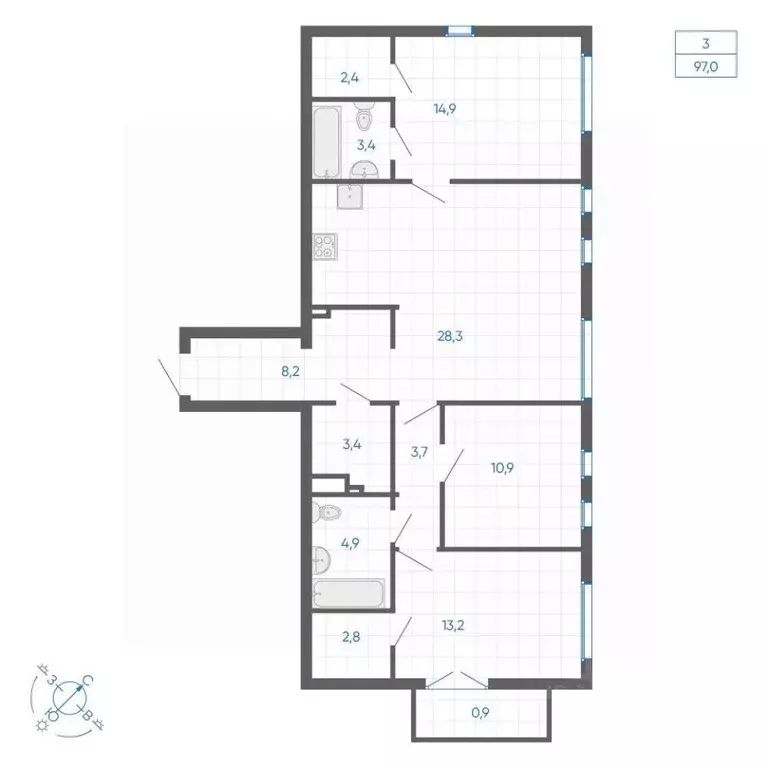 3-к кв. Свердловская область, Екатеринбург ул. Вильгельма де Геннина, ... - Фото 1