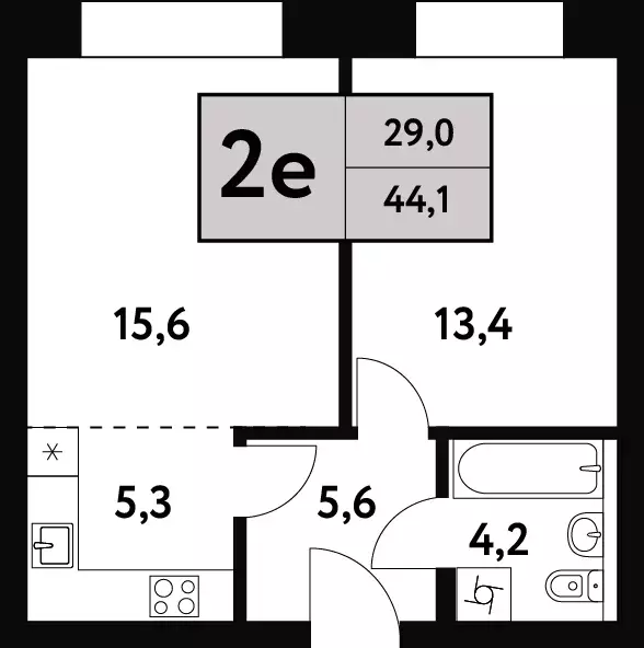 2-к квартира, 44 м - Фото 0