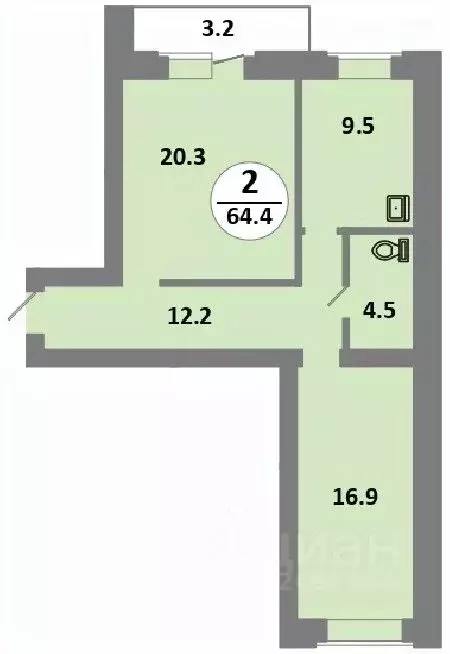 2-к кв. Красноярский край, Красноярск Соколовская ул., 52 (63.0 м) - Фото 0