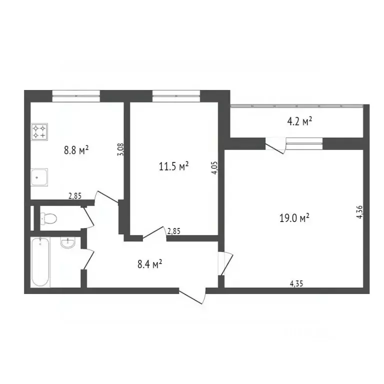 2-к кв. Тюменская область, Тобольск 7А мкр, 3 (52.0 м) - Фото 2
