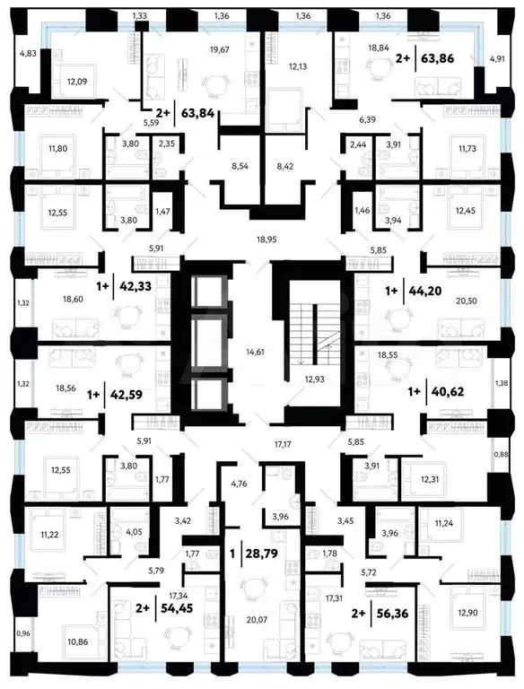 1-к. квартира, 44,4 м, 12/16 эт. - Фото 1