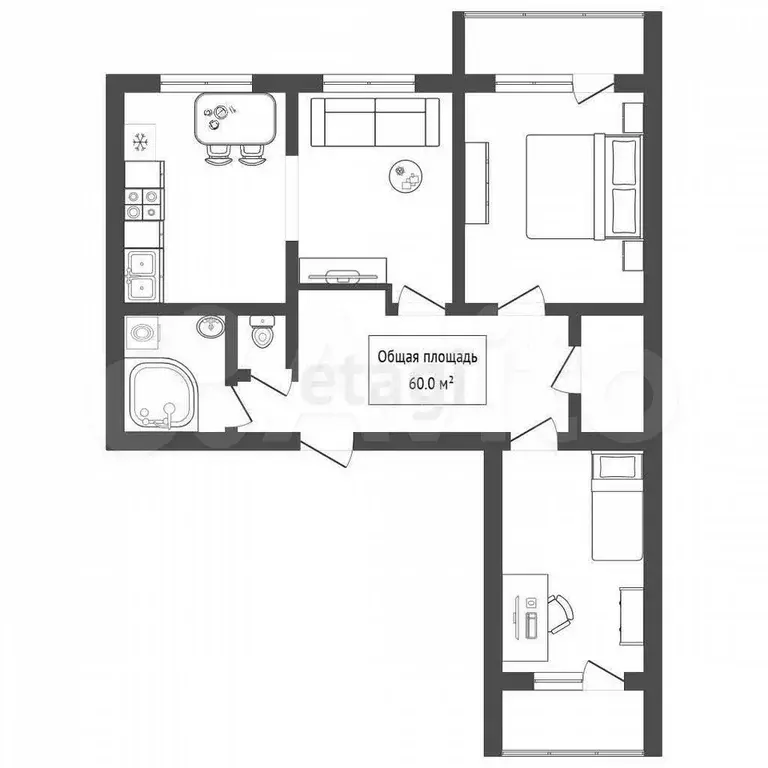 3-к. квартира, 60 м, 9/9 эт. - Фото 0