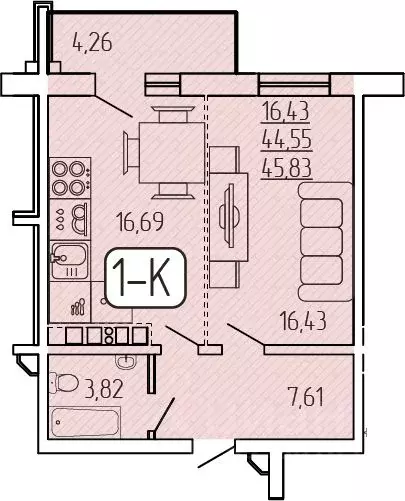 1-к кв. Бурятия, Улан-Удэ 140Б мкр,  (45.83 м) - Фото 1