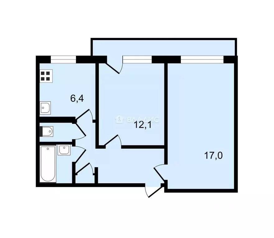 2-к кв. Владимирская область, Владимир ул. Суворова, 3А (46.7 м) - Фото 1