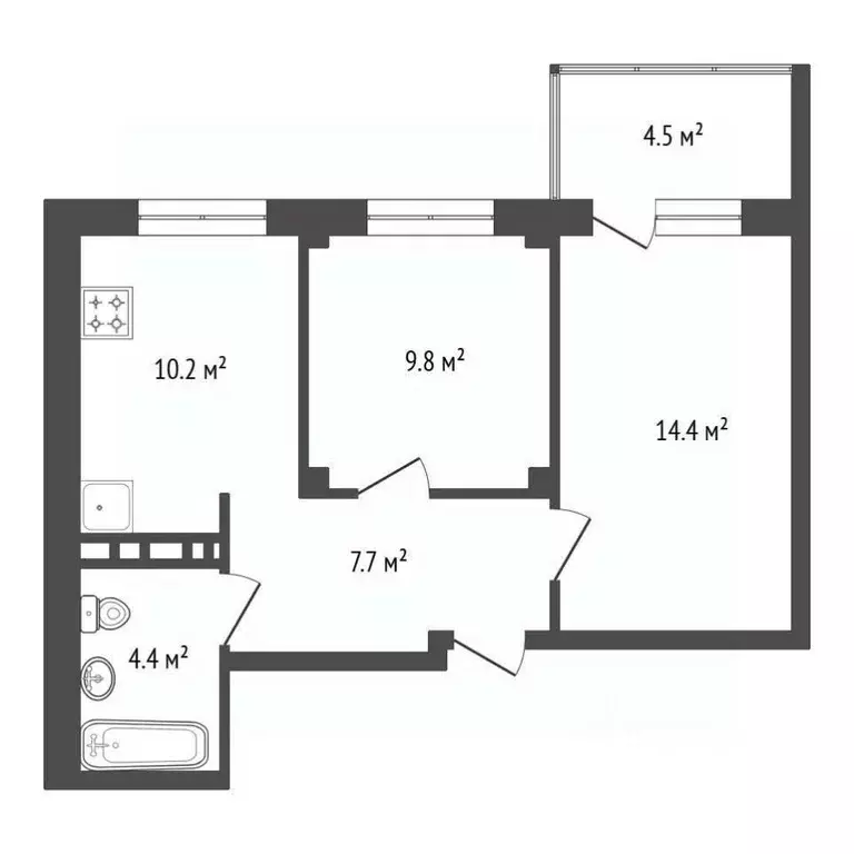 2-к кв. Красноярский край, Красноярск ул. Лесников, 37 (45.7 м) - Фото 2