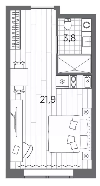 Студия Санкт-Петербург просп. Стачек, 62Е (25.7 м) - Фото 0