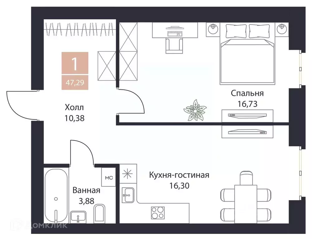 1-к кв. Рязанская область, Рязанский район, Полянское с/пос, с. Поляны ... - Фото 0