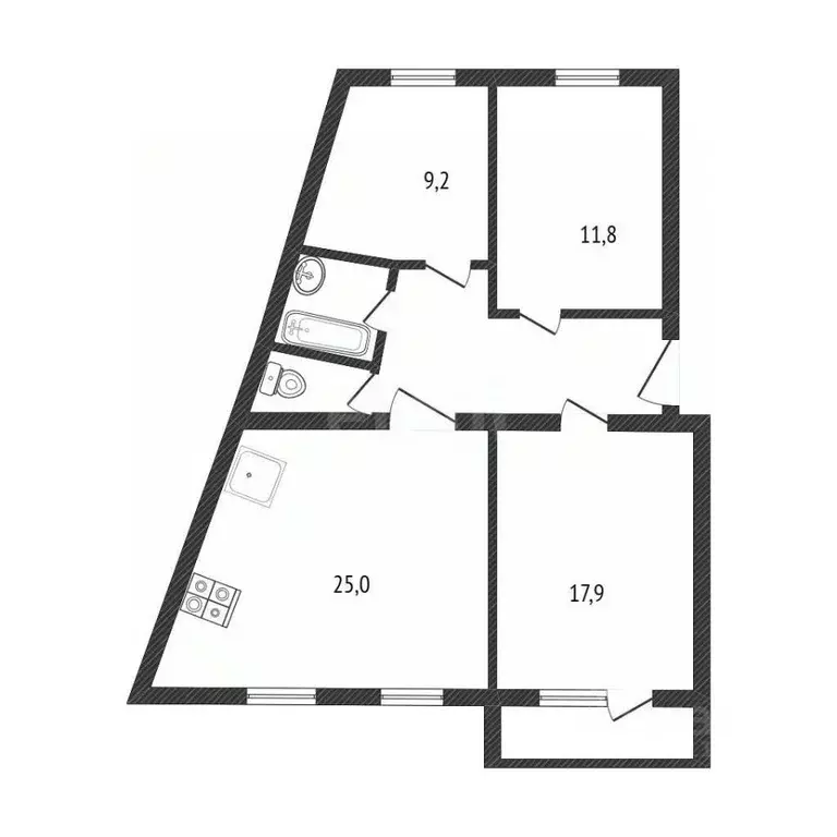 3-к кв. Белгородская область, Белгород ул. Губкина, 47 (80.0 м) - Фото 2