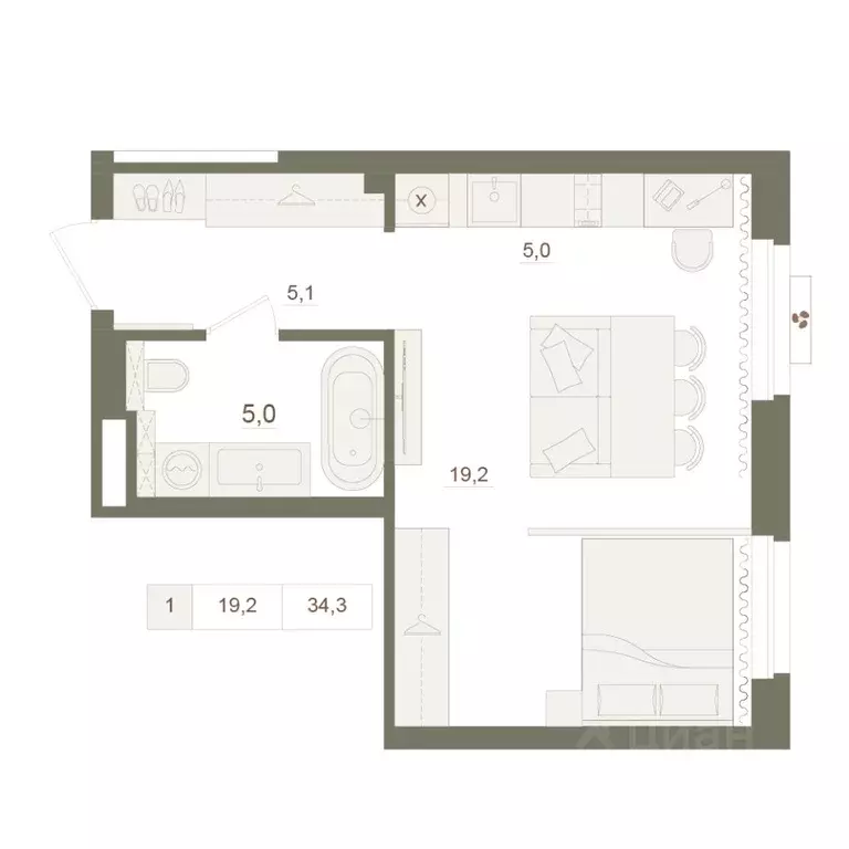 1-к кв. Башкортостан, Уфа Родина Парк жилой комплекс (34.3 м) - Фото 0