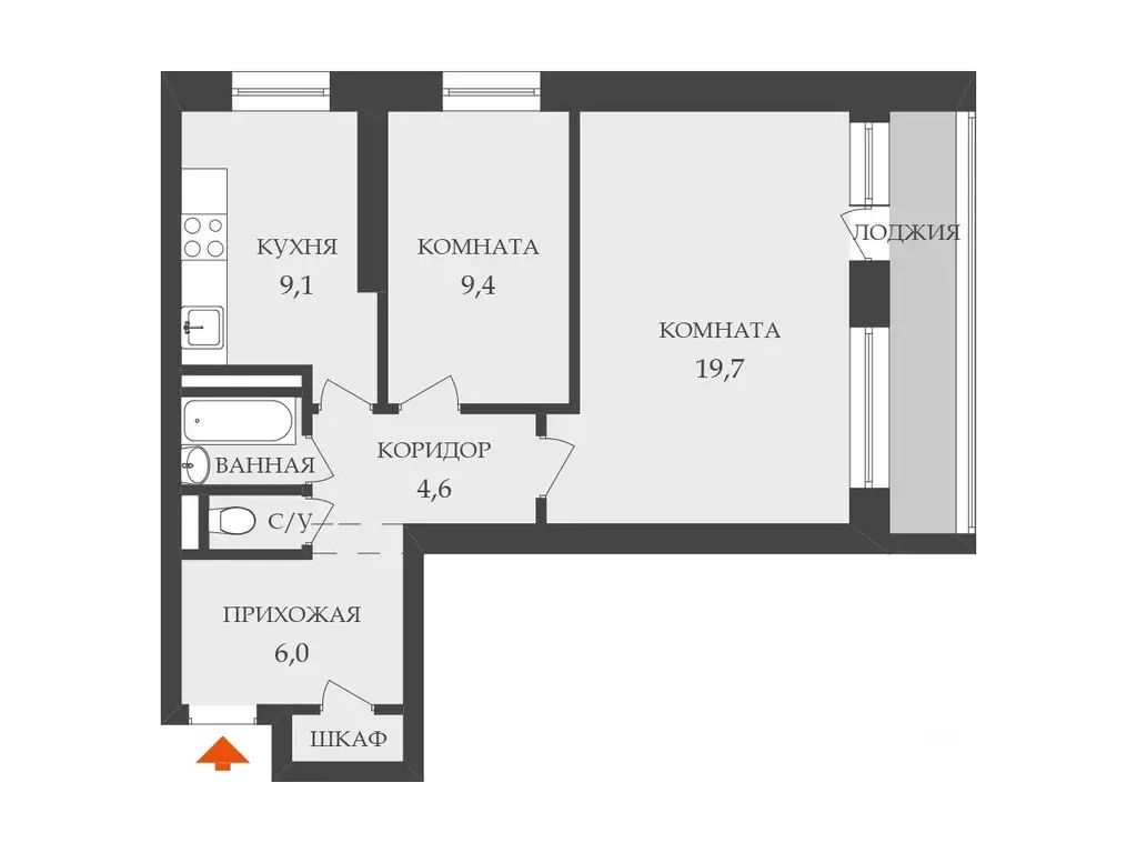 2-к кв. Рязанская область, Рязань ул. 2-е Бутырки, 1 (59.7 м) - Фото 0