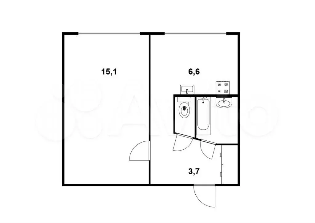 1-к. квартира, 28,9 м, 6/9 эт. - Фото 0