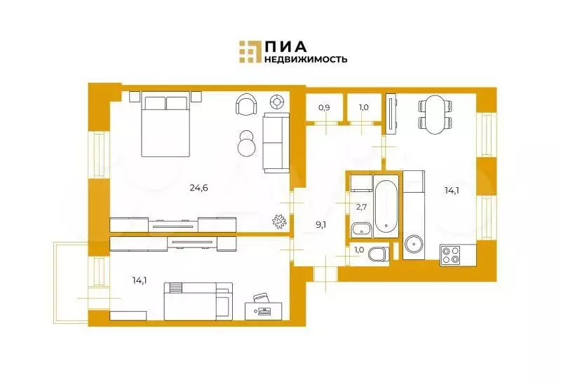 2-к. квартира, 67,5 м, 2/5 эт. - Фото 0