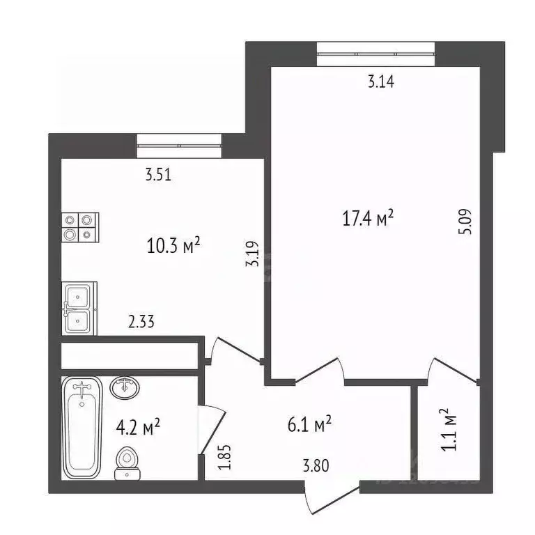 1-к кв. Московская область, Одинцово ул. Чистяковой, 22 (39.1 м) - Фото 1