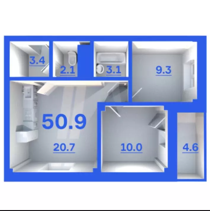 2-комнатная квартира: Псковский район, Завеличенская волость, деревня ... - Фото 1