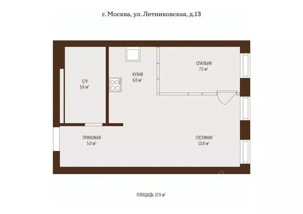 2-к кв. Москва Летниковская ул., 13 (37.9 м) - Фото 2
