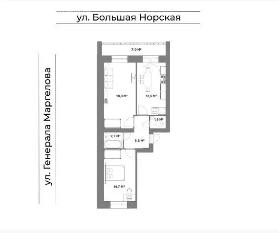 2-комнатная квартира: Ярославль, улица Генерала Маргелова, 1 (60.3 м) - Фото 2
