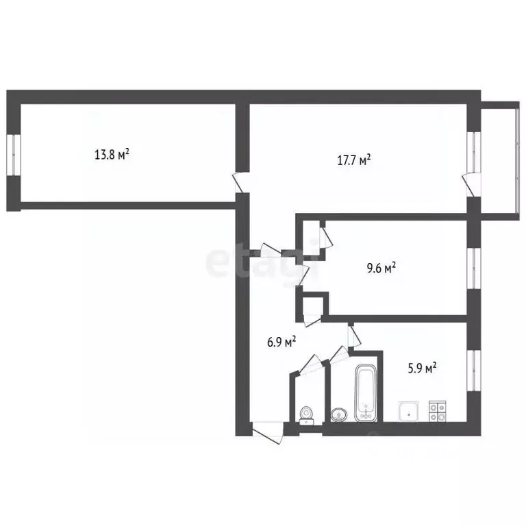 3-к кв. Воронежская область, Воронеж ул. Большая Манежная, 2 (57.0 м) - Фото 2