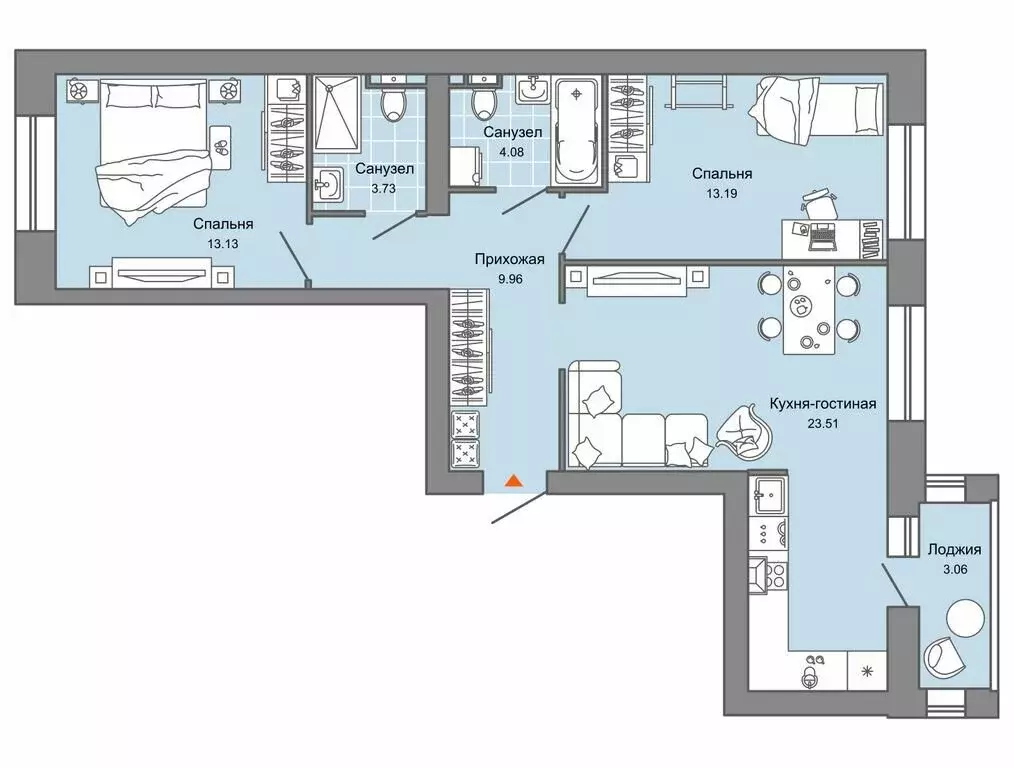 2-комнатная квартира: Киров, улица Дмитрия Козулева, 11 (69 м) - Фото 1