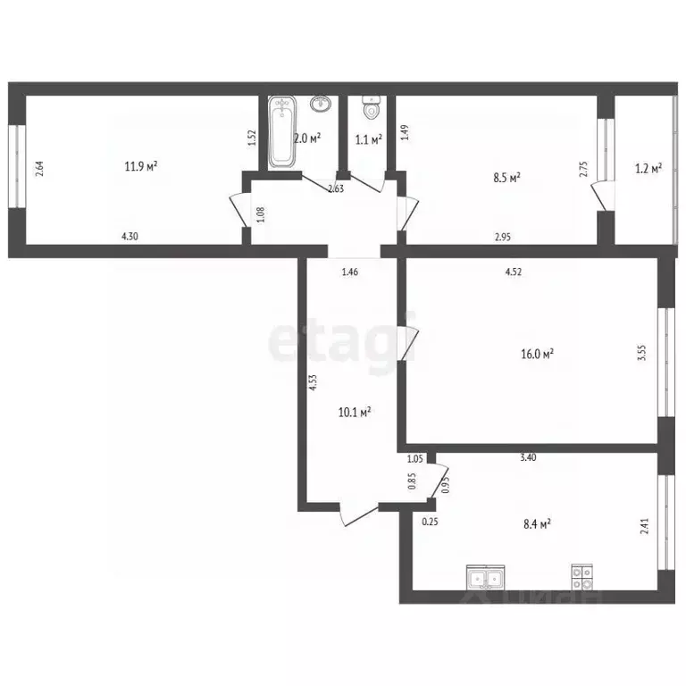 3-к кв. Мордовия, Саранск ул. Пушкина, 5 (58.0 м) - Фото 2
