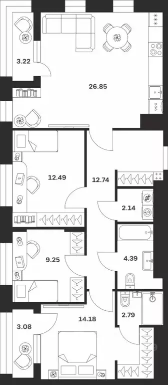 3-к кв. Тульская область, Тула городской округ, с. Осиновая Гора ул. ... - Фото 1