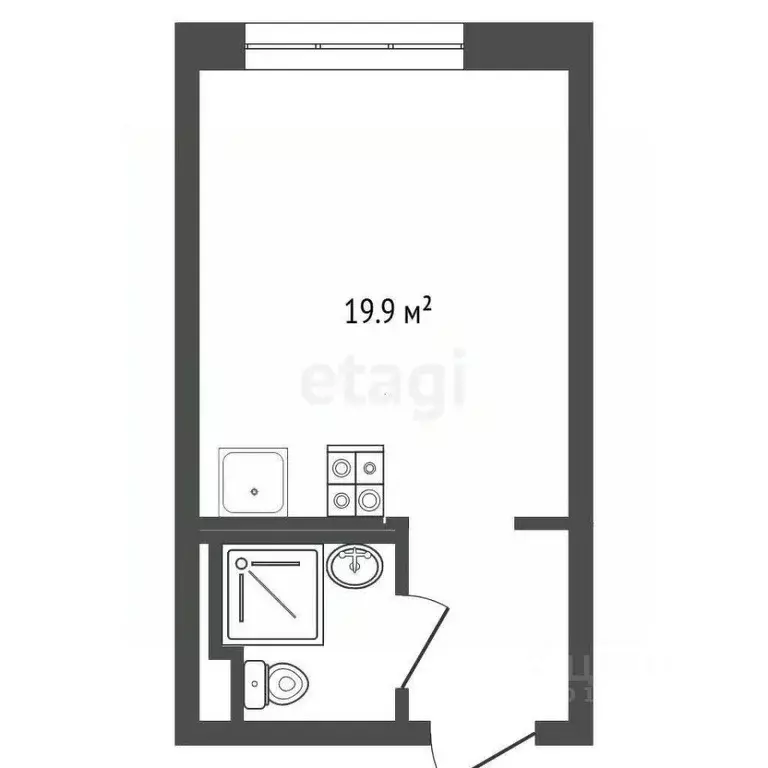Студия Тюменская область, Тюмень Полевая ул., 117к4 (19.9 м) - Фото 1