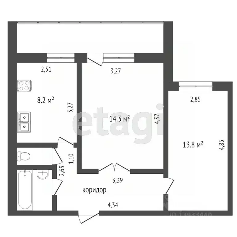 2-к кв. Тюменская область, Тюмень Широтная ул., 148к3 (50.0 м) - Фото 2