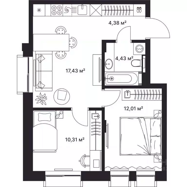 2-к кв. Владимирская область, Киржач ул. Свердлова, 10А (48.5 м) - Фото 1