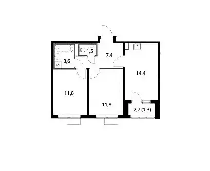 Продаётся 2-к квартира, 51.8 м - Фото 0