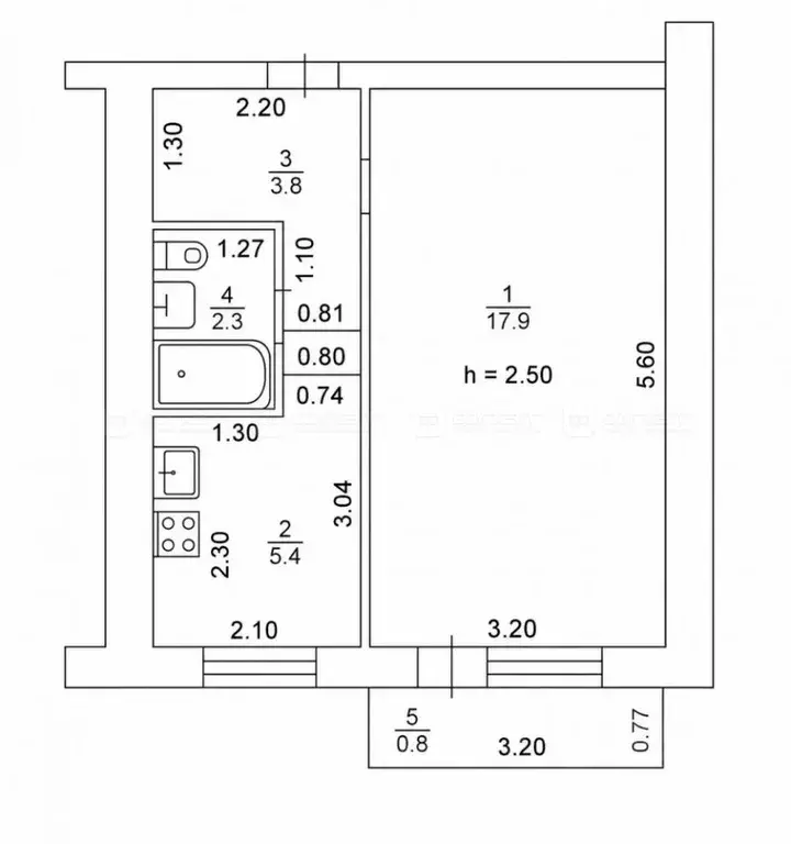 1-к кв. Татарстан, Казань Молодежная ул., 14А (30.4 м) - Фото 2
