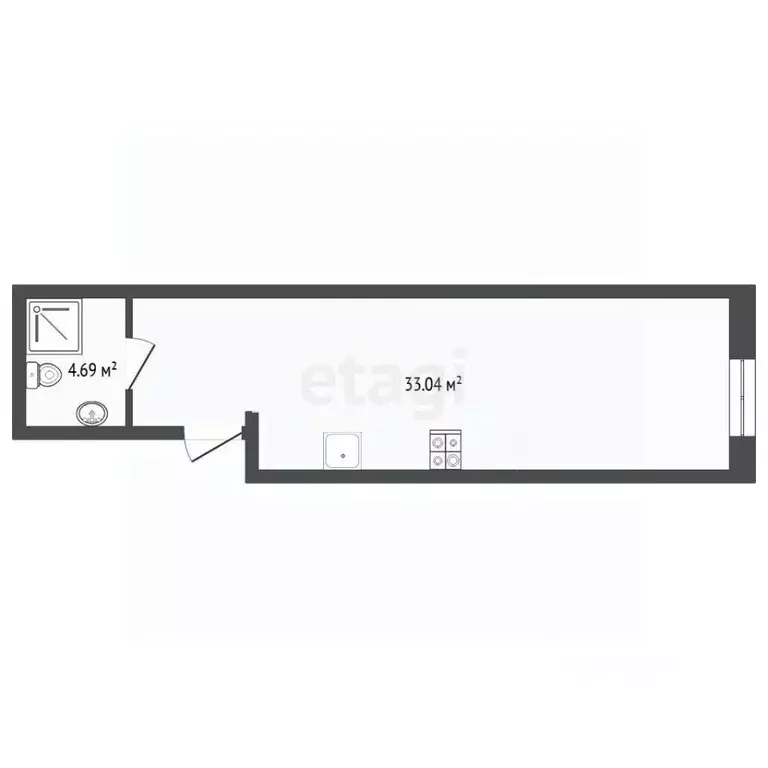 Студия Тюменская область, Тюмень ул. Сакко, 24 (37.1 м) - Фото 2