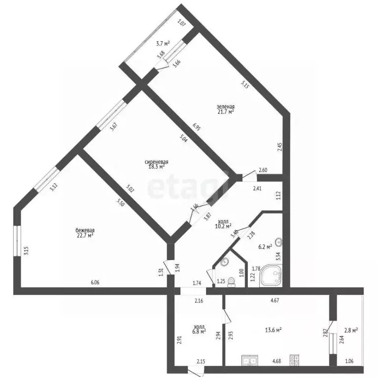 3-к кв. Тамбовская область, Тамбов ул. Карла Маркса, 175к2 (101.5 м) - Фото 2