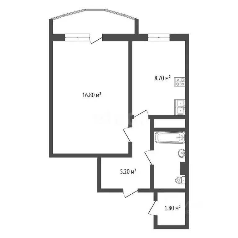 1-к кв. Тюменская область, Тюмень ул. Героев Космоса, 9 (34.8 м) - Фото 1
