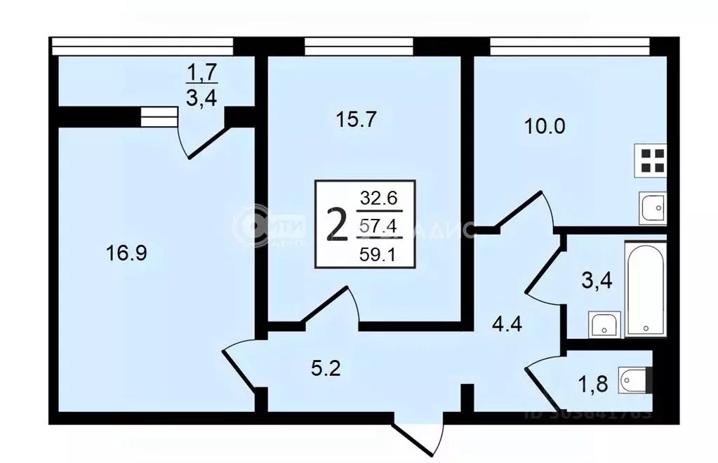 2-к кв. Воронежская область, Воронеж ул. Шишкова, 140Б/6 (59.1 м) - Фото 0