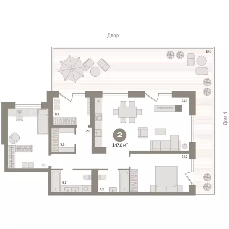 2-комнатная квартира: Новосибирск, улица Декабристов, 107к1 (146.5 м) - Фото 1